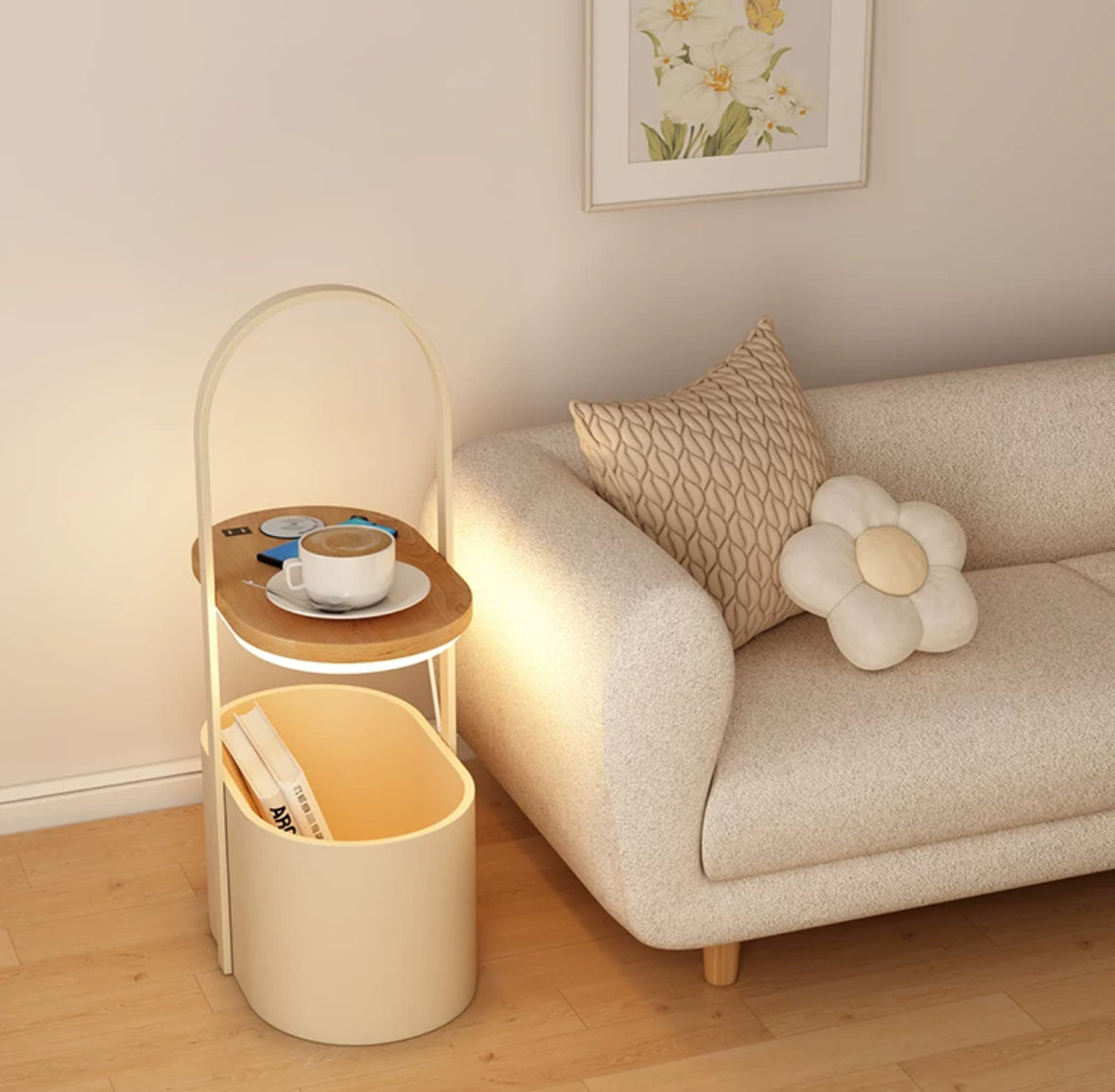 Side Table with Light and Wireless Charging