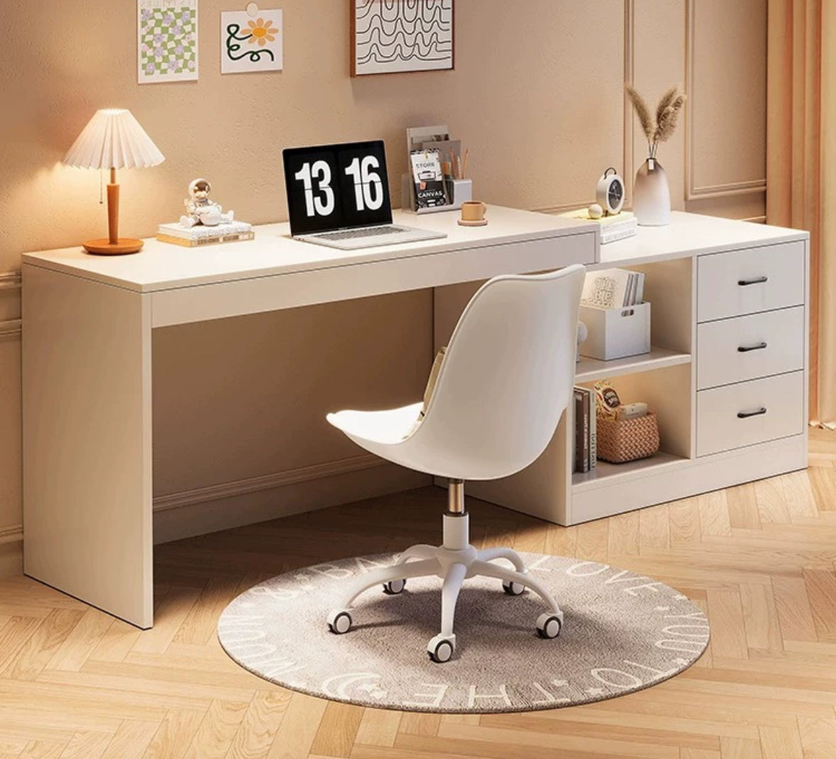 Desk with Display and Cabinet