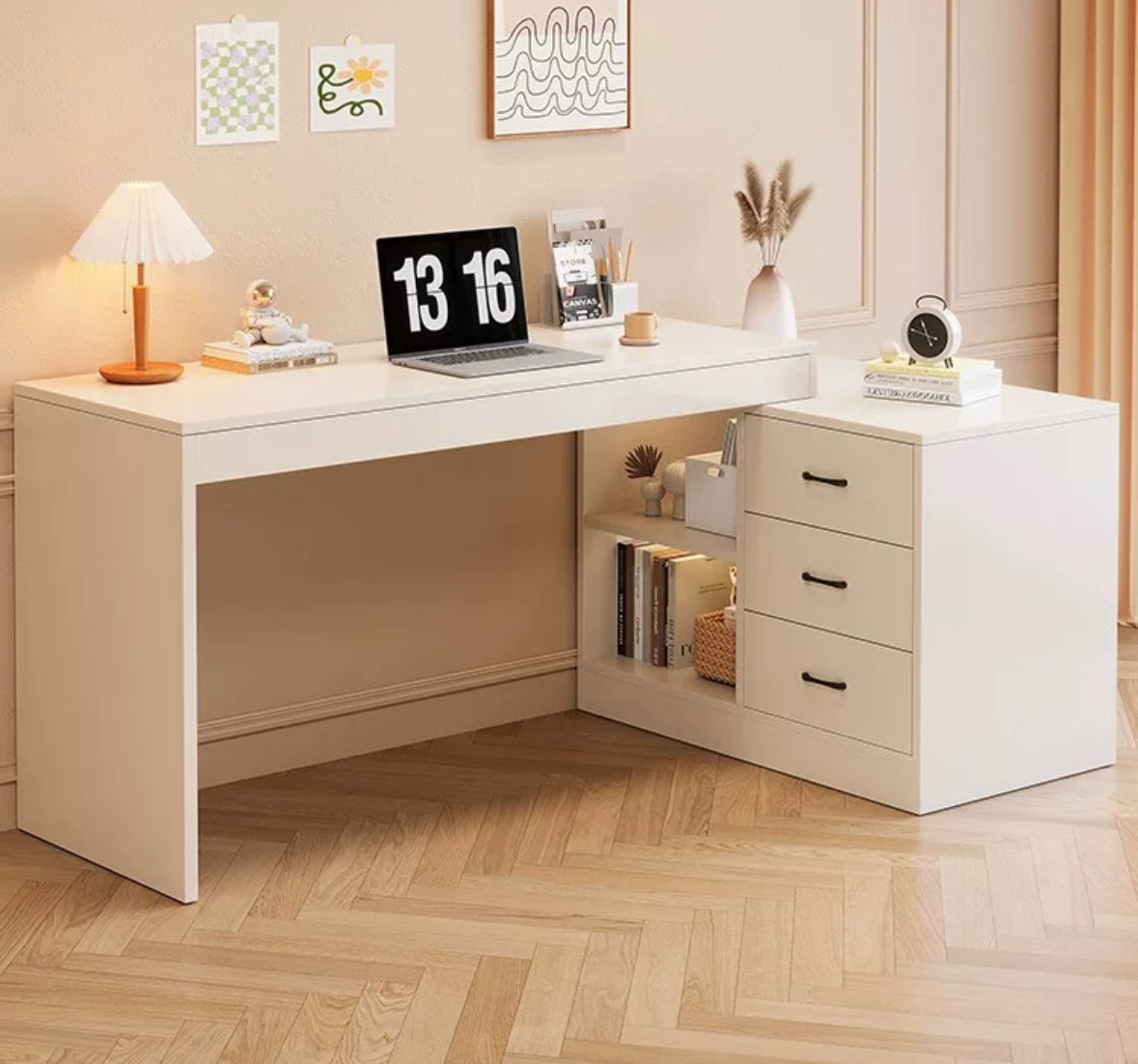 Desk with Display and Cabinet