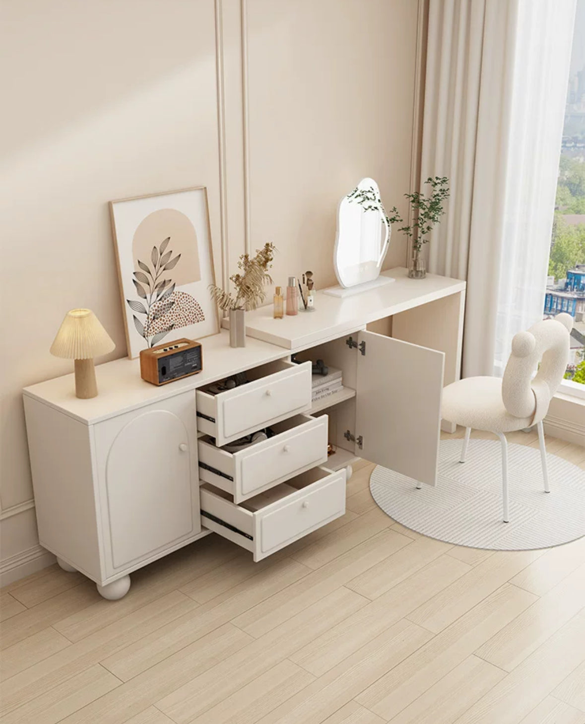 Vanity Desk with Storage Cabinet Final Sale Demo